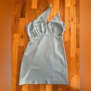 glam Powder Blue Spaghetti Strap Mini Dress